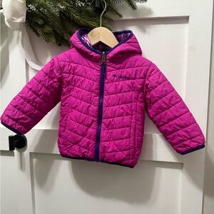 Columbia Fuchsia Quilted Reversible Jacket with Hood 12-18mth